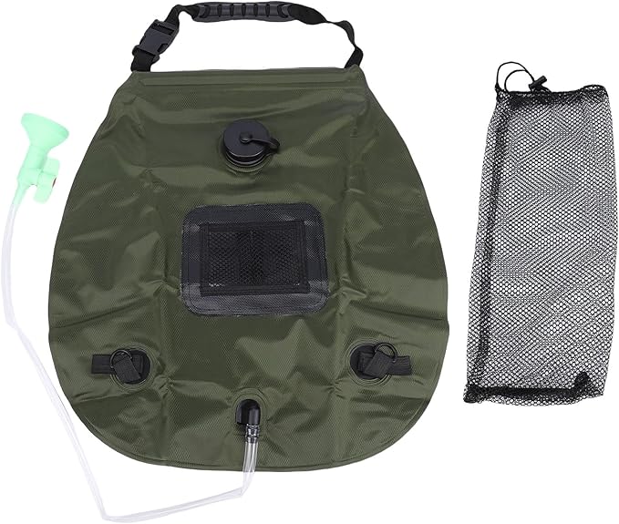Keenso Solar Shower Bag 20L Large Capacity Camping Shower Bag with Adjustable Waterflow Head and Detachable Hose for Outdoor Camping Beach Swimming