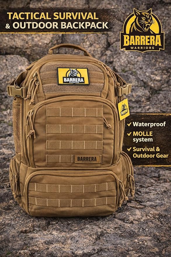 50L Tactical Backpack Military Rucksack - Heavy Duty 1000D Waterproof MOLLE Backpack Large Capacity 3 Day Assault Bag for Camping Hiking Survival Bug Out Bag (Coyote Brown/ Tan/ Military Tan)