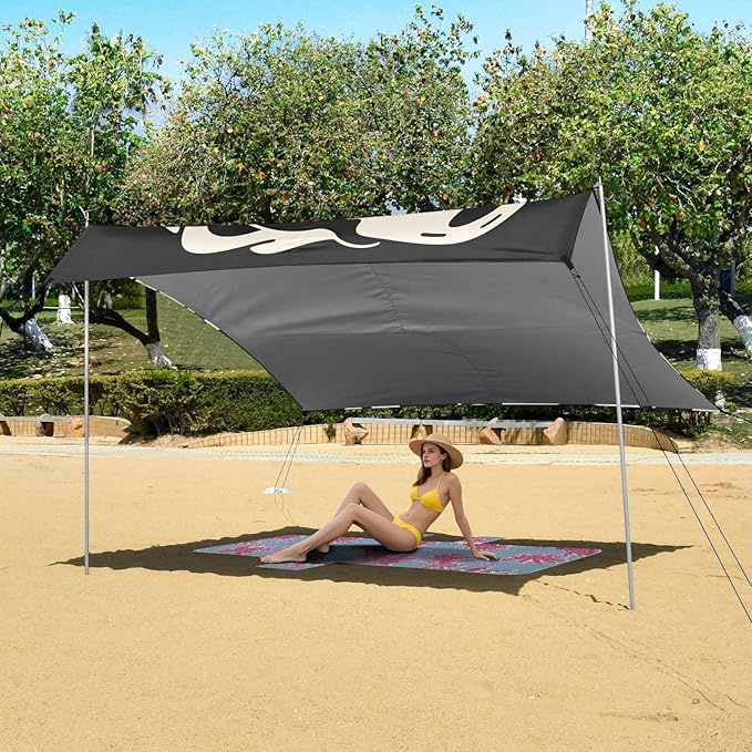 ALAZA Skull Beach Tent Sun Shelter Portable Canopy Sunshade for Outdoor Camping Picnics Backyard Fun 10x9 ft
