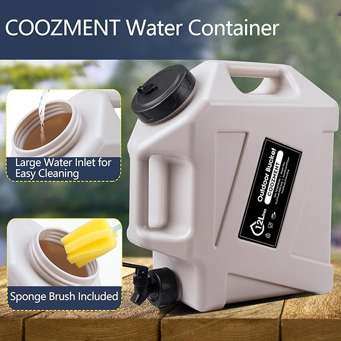 3.2 Gallon/5 Gallon Water Containers with Spigot BPA Free Water Jug Military Green Water Tank Multifunction Water Storage Containers for Camping Outdoor HikingEmergency Stroage