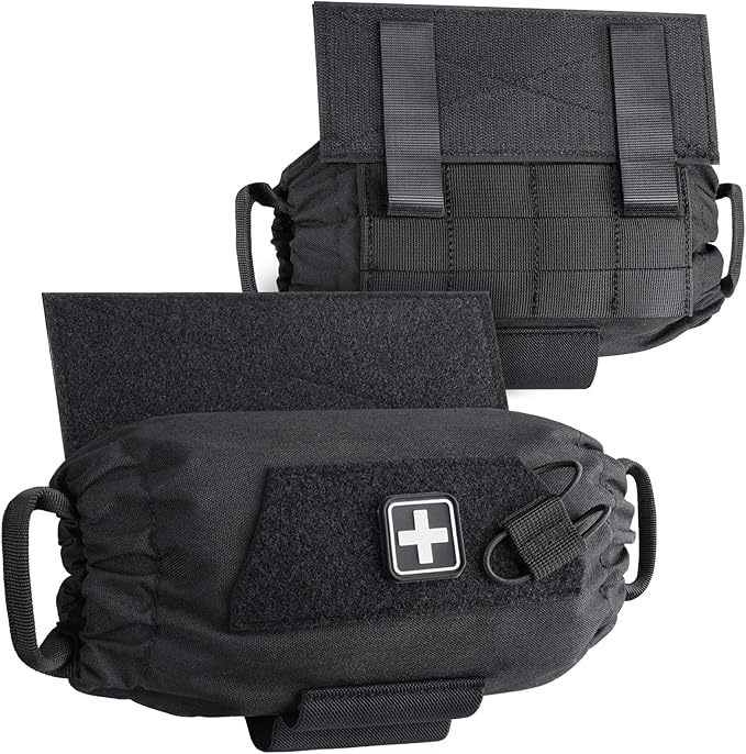 LIVANS Roll Up IFAK Pouch Medical Drop Dump Pouch MOLLE First Aid Pouches Tactical Dangler Pouches Belt IFAK Bag Trauma EMT Bag with Hook-N-Loop for Chest Rig Vest