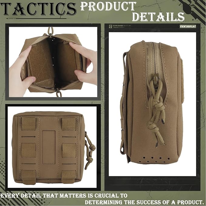 Tactical Molle Admin Pouch Multifunctional Outdoor Sports and Leisure Waist Bag Small GP General Purpose Pouches with Loop Panel for Vest Gun Belts Backpack Etc