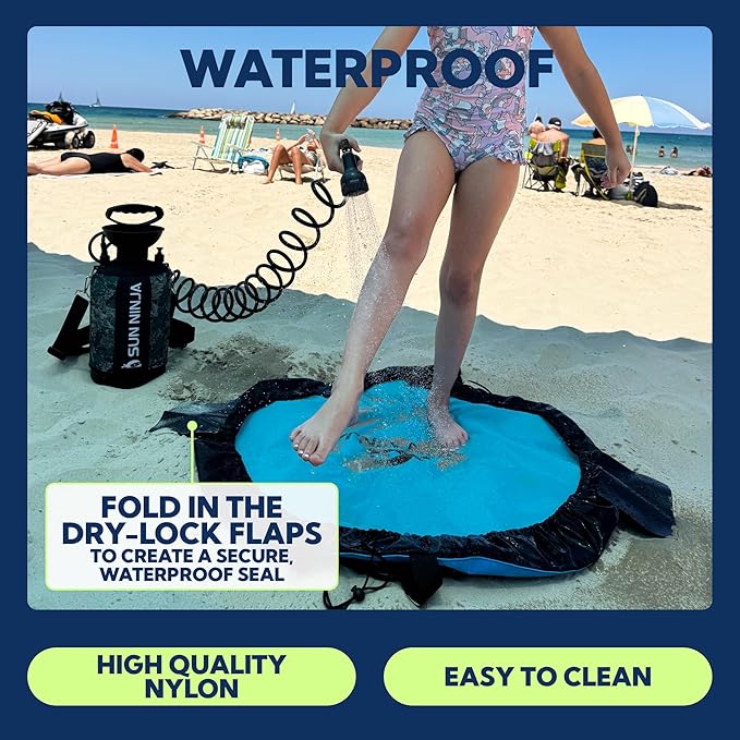 SUN NINJA Wetsuit Changing Mat - Waterproof Beach Changing Mat and Dry Bag Combo Keeps your Car Clean &amp Dry and Surf Gear Protected Beach &amp Surfing Accessories and Gifts