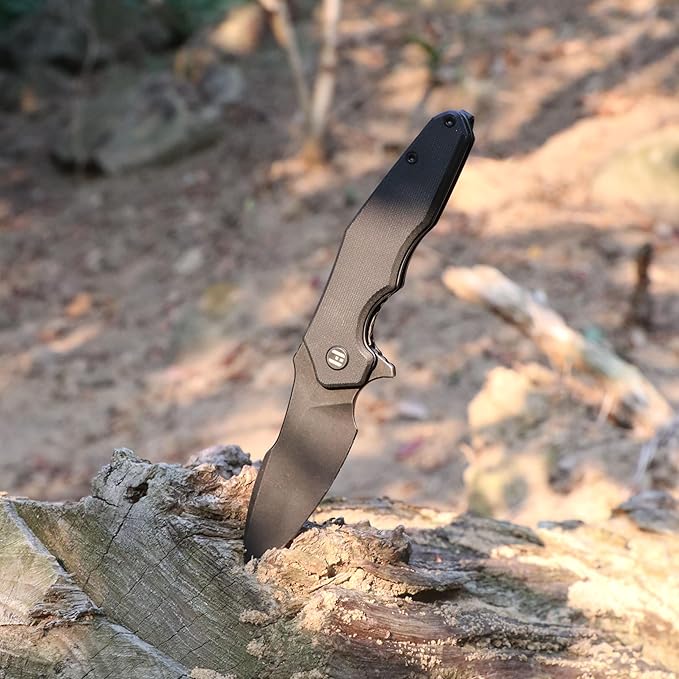 Hightron Pocket Knife a ture ergonomic folding knife Liner Lock with 2.85 Smokywashed D2 Blade and Black G10 Handle