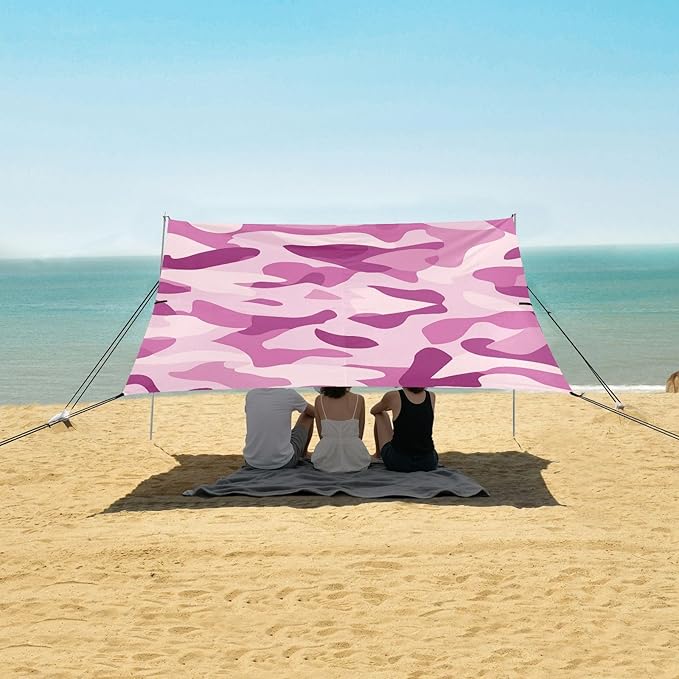 Lavender Purple Stable Beach Tent UPF50+ Easy Setup Sun Shelter with Carrying Bag for Backyard and Camping