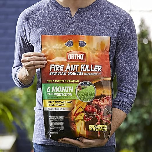 Ortho Fire Ant Killer Broadcast Granules - Fire Ant Granules for Outdoors Kills Mounds in 15 Minutes 6 Month Protection Treats Up To 5000 sq. ft. 11.5 lb.