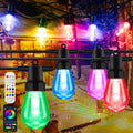 50ft Outdoor String Lights Color Changing - Patio Lights Outdoor Waterproof with 20 Dimmable RGBW Bulbs Shatterproof Music Mode Connectable Remote &amp App Control for Halloween Christmas