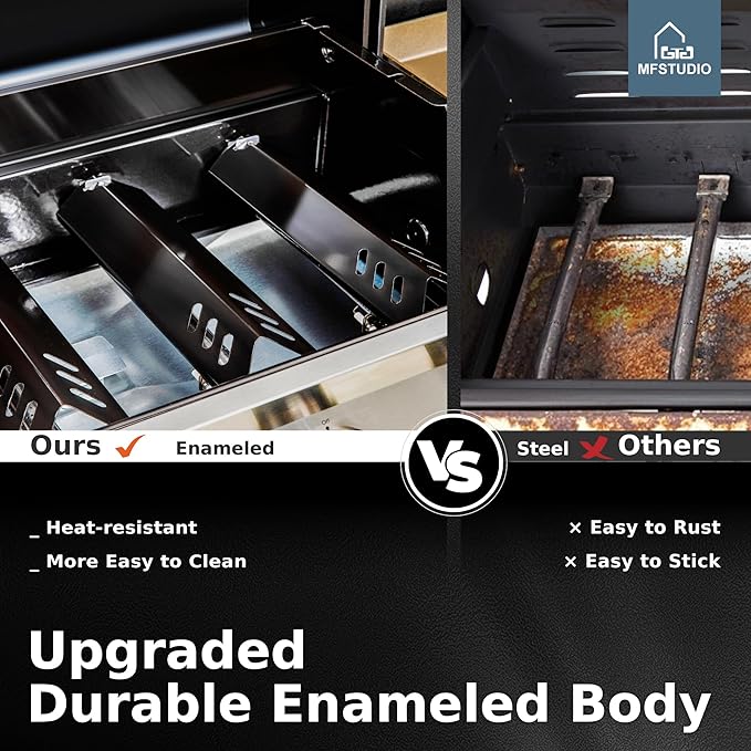 MFSTUDIO 5 Burner Gas Grill Griddle Combo with Porcelain-Enameled Cast Iron GratesCutting Board and Double Lids Duel-Function Propane BBQ Grills with Flat Top Grddle for Outdoor Barbecue Cooking