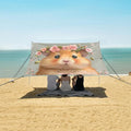 ALAZA Cute Hamster Garland Flower Beach Tent Sun Shelter UPF50+ Protection Beach Shade Canopy w/ 4 Sandbags for Outdoor Camping Fishing Backyard Fun Picnic 10x9 ft