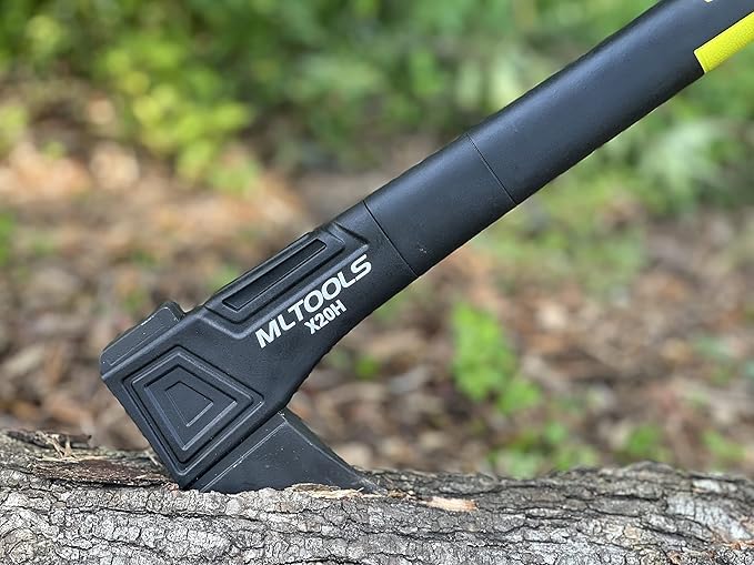 MLTOOLS Gardening Hatchet X20H - Camping Hatchet Fiberglass Ergonomic Handle High Carbon Steel Head - Torque Weatherproof Survival Axes and Hatchets - Non-Slip Grip - Protection Guard &amp Lock -