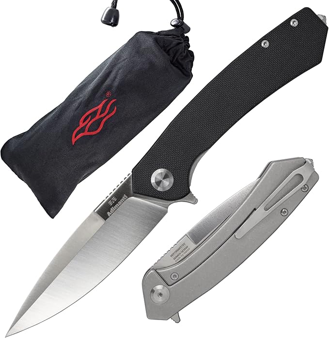 Firebird GANZO Adimanti Skimen Pocket Folding Knife G10 Handle with Clip and Glass Breaker D2 Steel Blade Hunting Fishing Camping Outdoor EDC Knife (Black)