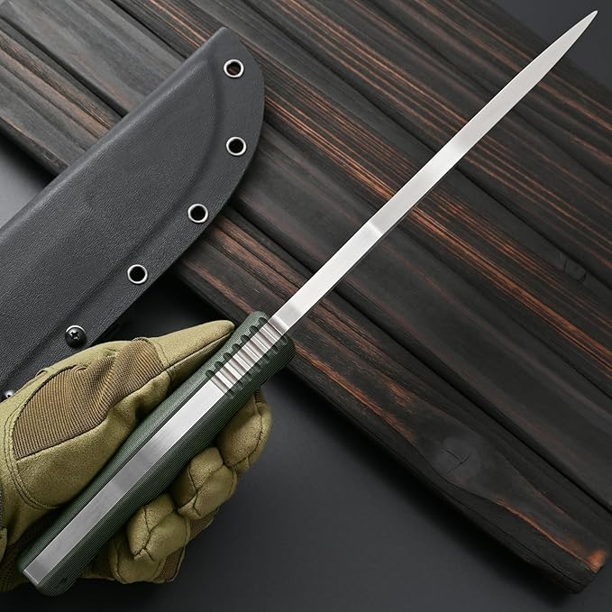 Sitivien ST21 Fixed Blade Knife 8mm Thick AUS-10 Stainless Steel Blade Full Tang Two Tone G10 Handle EDC Fixed Knifes for Outdoor Camping Field Living(Silver)