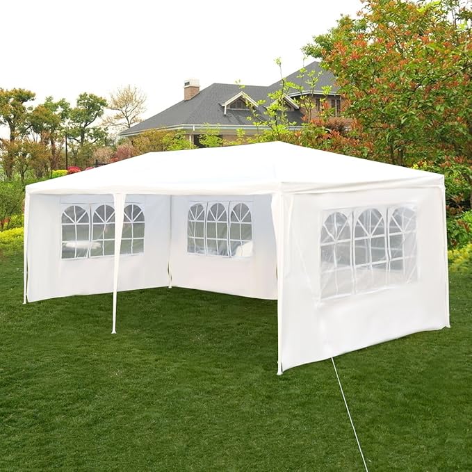 TANGKULA 10 x 20 Feet Outdoor Canopy Tent Wedding Party Tent with Removable Sidewalls Pavilion Canopy Cater for Party Events Backyard White