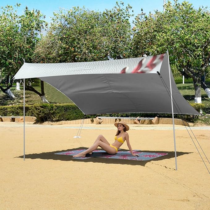 ALAZA Baseball Close Up Beach Tent Sun Shelter UPF50+ Protection Beach Shade Canopy w/ 4 Sandbags for Outdoor Camping Fishing Backyard Fun Picnic 10x9 ft