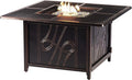 Oakland Living Aluminum 570000 BTU 42 in. Square Propane Black Fire Pit Table with Fire Beads Lid Propane Tank Cover and Table Fabric Covers in Copper FinishAZREGIS-FPT-AC