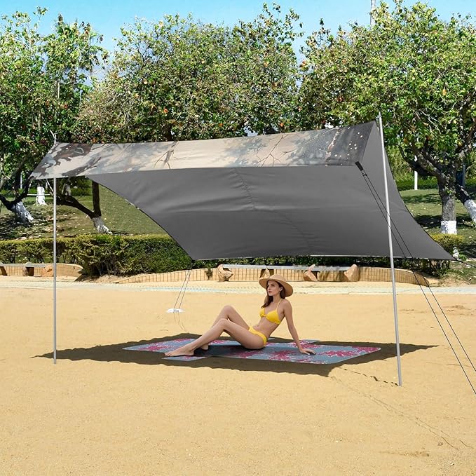 ALAZA Snowy Forest Scen Bear Beach Tent Sun Shelter Portable Canopy Sunshade for Outdoor Camping Picnics Backyard Fun 10x9 ft