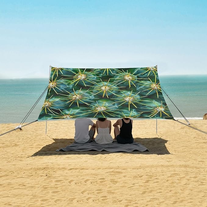 ALAZA Green Succulent Close Up Beach Tent Sun Shelter Portable Canopy Sunshade for Outdoor Camping Picnics Backyard Fun 10x9 ft