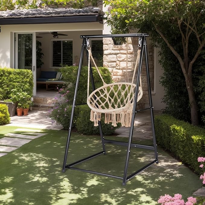 660 LB Capacity Hammock Stand Heavy Duty Steel Chair Stand with Stable Construction Weather-Resistant for Outdoor Patio Garden Balcony(Only Stand)