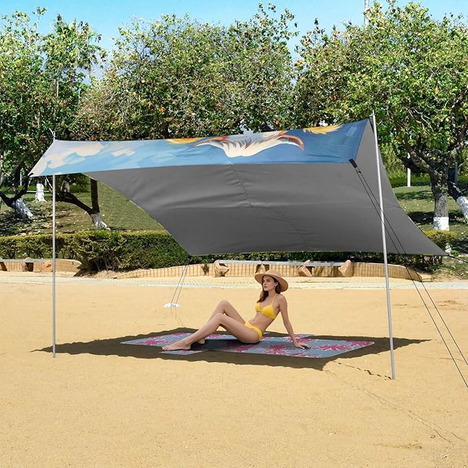 ALAZA Cow Green Meadow Summer Beach Tent Sun Shelter Portable Canopy Sunshade for Outdoor Camping Picnics Backyard Fun 10x9 ft