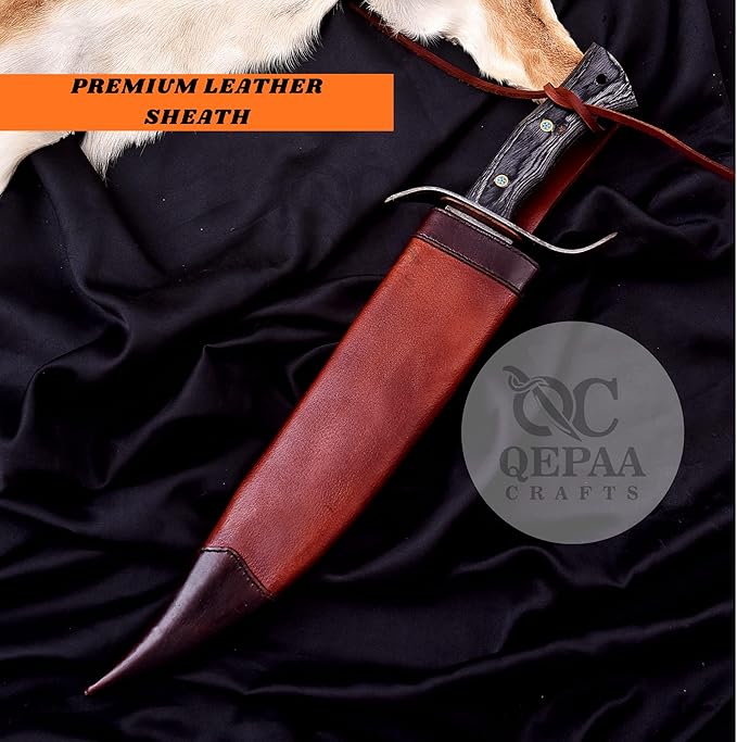 Handmade Copper Damascus Bowie Knife | San Mai Hunting Knife | Micarta Handle SurvivalBushcraft knives-Ideal for CampingSkinning Outdoor (QC-301)