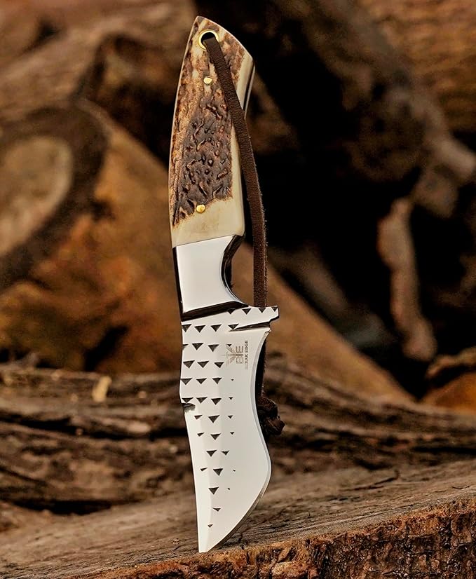 Premium Skinner Cow Boy Knife Fixed Blade Deer Antler Hunting Knife With Leather Sheath Best Gift for Boy Friend.