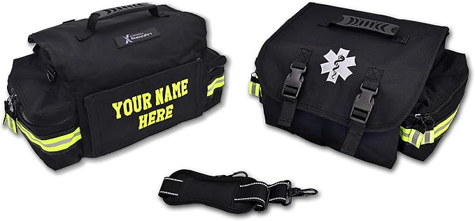 Lightning X Customizable Small Medic First Responder EMT Trauma Bag w/Embroidered Name Patch - Black
