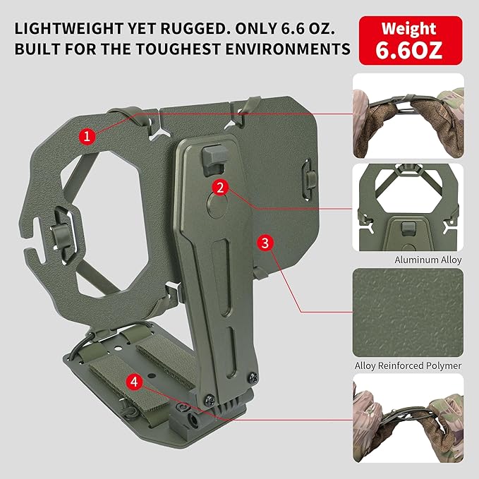 Tactical Gear Plate Carrier Vest Accessories 90° Rotating MOLLE Phone Holder for 4.7-7.8 Screens Foldable Tactical Phone Chest Mount Holder for Police &amp Airsoft Gear