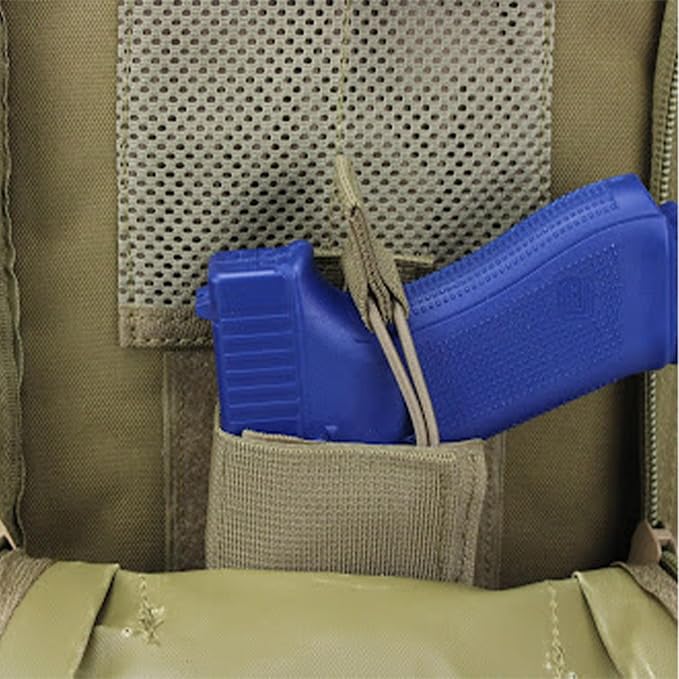 Medium Backpack with Pistol Retention System Desert Python Concealed Carry Capability with MOLLE Webbing Exterior for Modular Gear Expansion