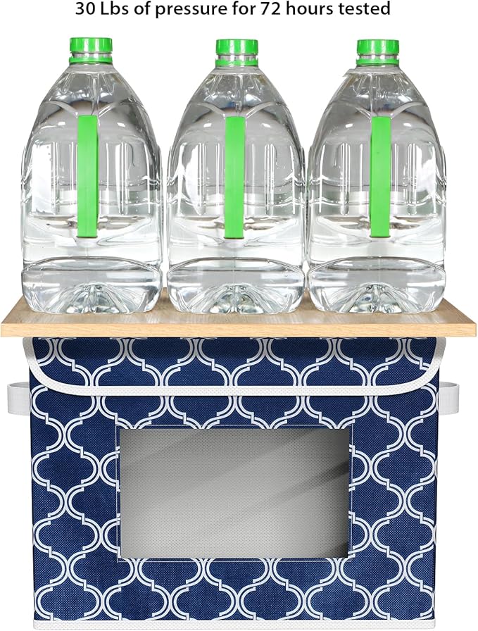Univivi Fabric Foldable Storage Boxes [4-Pack] Large Collapsible Stackable Storage Bins with Lids Closet Organizers and Storage Cube Basket for Home Office Bedroom (Blue Lantern 17”x 12” x 12”)