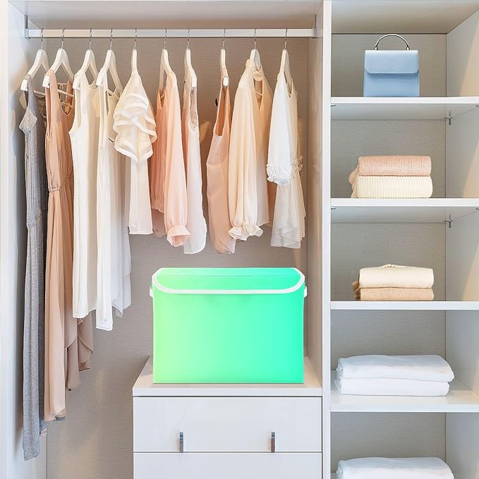Green Gradient Storage Boxes with Lids Collapsible Bed Storage Large Stackable Storage for Home Studyroom Dormroom