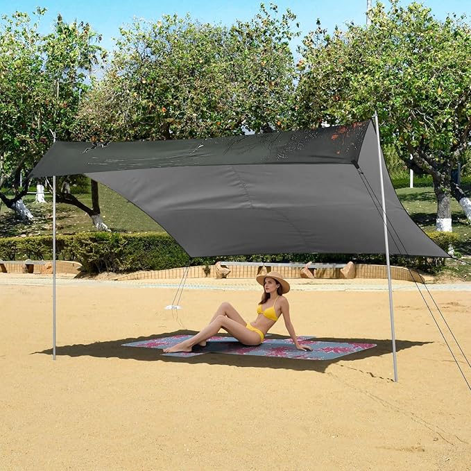 ALAZA Halloween Black Cat Beach Tent Sun Shelter UPF50+ Protection Beach Shade Canopy w/ 4 Sandbags for Outdoor Camping Fishing Backyard Fun Picnic 10x9 ft