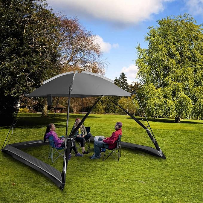 Screen House 10x10 Ft Square Camping Canopy Tent Sun Shade Gazebo Shelter Perfect for Outdoor Activities Shale Gray