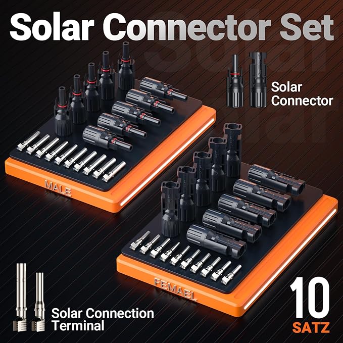 Preciva Solar Crimper Tool Kit 10 Pairs MC4 Connectors &amp 2 Wrench 1 Ratcheting Crimper for 16-6 AWG (2.5-6mm²) Cable Waterproof PV Connector Assembly Kit with Carry Case for Solar Installation