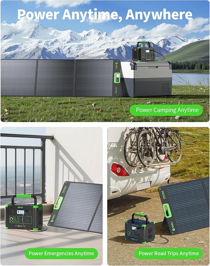 EBL 200W Portable Solar Panel for Power Station Waterproof IP65 Foldable Solar Panel with MC-4 Anderson Output Connector for RV Camping Blackout