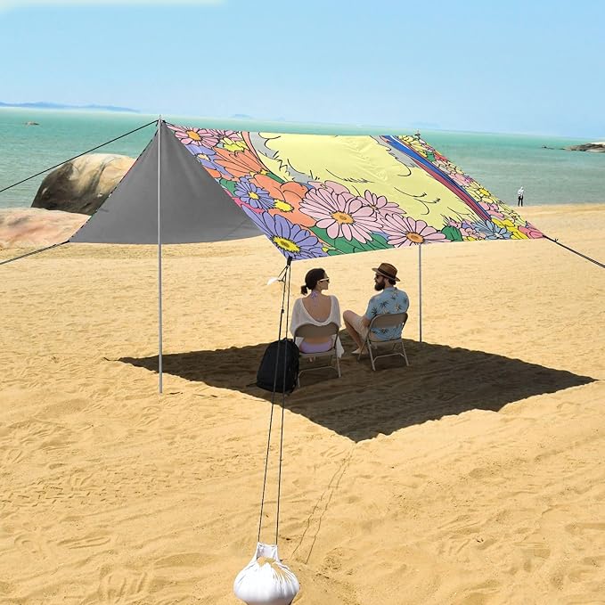 Cute Lovebird1 Beach Cabana Tent UPF50+ Protection Lightweight Sun Shelter with Sturdy Poles Sandbags and Shovel for Camping Trips Fishing Backyard Fun or Picnics