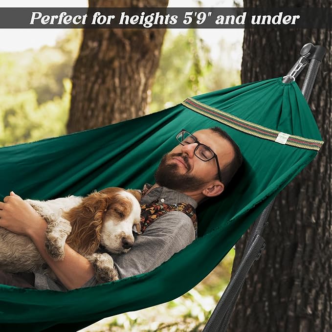 Tranquillo Uniki Hammock with Stand – 550 lbs Capacity Foldable &amp Portable Heavy-Duty Indoor/Outdoor Hammock with Premium Carry Bag Emerald Green