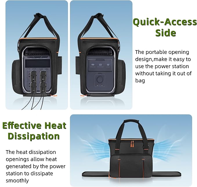 Carrying Case for EcoFlow Delta 3 &amp Delta 3 Plus &amp 3 Classic Quick-Access Side Opening Bag with Adjustable Shoulder StrapSoft Durable Generator Protective Cover for Outdoor Travel &amp Camp