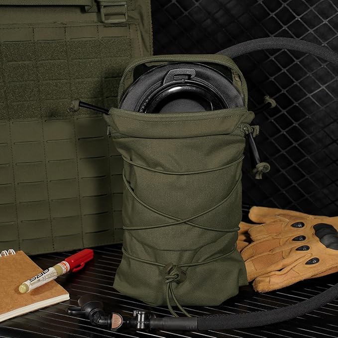 Tactical General Purpose Pocket 12x5 GP Pouch 1.5L Hydration Bag Carrier Backpack Organizer MOLLE + Belt