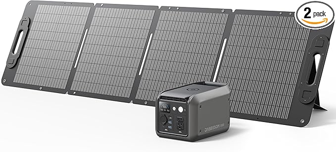 Dabbsson 298Wh Solar Generator with 120W Solar Panel 300W Power Station1.5X Extended Runtime2xPure Sine Wave AC Outlets60W USB-C 300E Semi-Solid LiFePO4 Batteryfor CampingRV TripHome