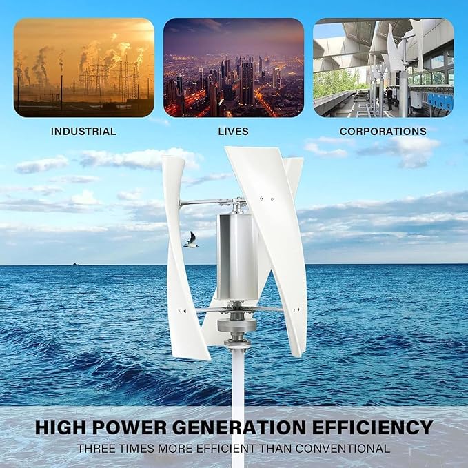 Wind Turbine Generator Kit3000W Magnetic Levitation Upright Wind Turbine 12V 24V 48V 220V with Waterproof Charge Controller Electricity Producer Equipment for Home RV Roof 48V