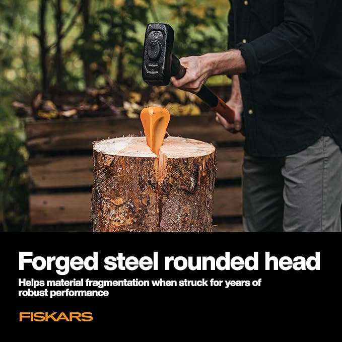Fiskars Helix Splitting Wedge for Large Stubborn Logs – Forged Steel Wood Splitting Wedge with Helicoidal Profile 1.75 x 8.5 x 2.25