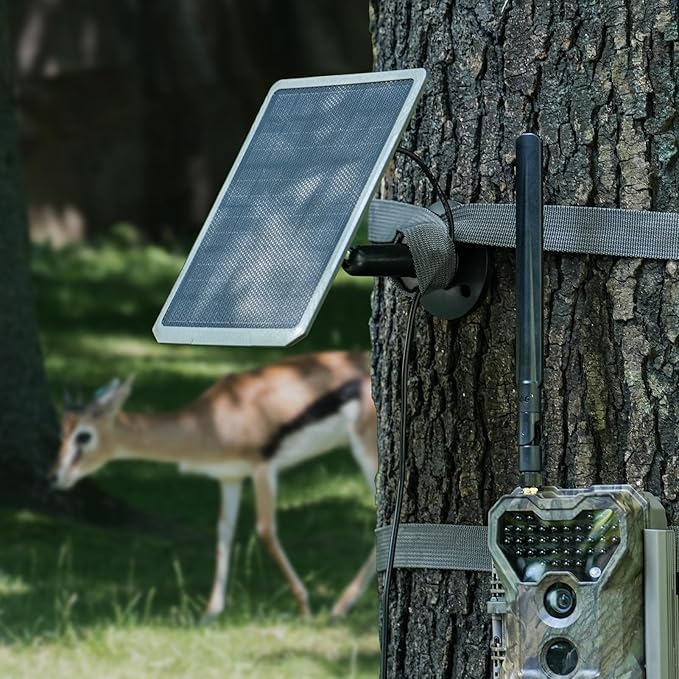 Meidase SP350 Solar Panel 5200mAh for Trail Camera Built-in Rechargeable Lithium Battery 12V/1A 9/1.3A 6V/2A 5.5x2.1 DC Plug 13-feet Cable Solar Panel