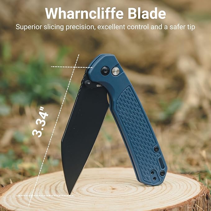 CJRB Pyrite-Light Pocket Knife Folding Knife with 3.34'' AR-RPM9 Steel Blade Small Pocket Knife with Pocket Clip for Men Women EDC Knife for Camping Survival Hiking Knives J1945 Blue