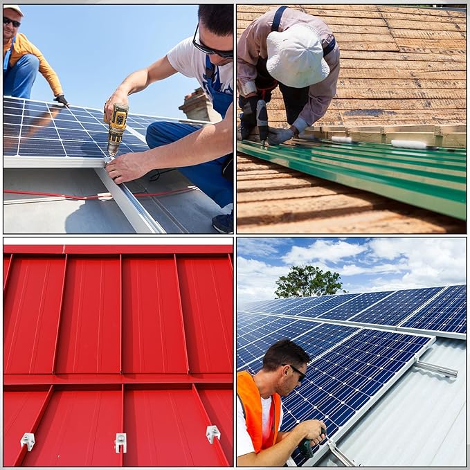 Tandefio 6 Sets Roof Clamp for Standing Metal Roof Standing Seam Bracket Clamp for Heat Cable Snow Guards Solar Panels Module Installation
