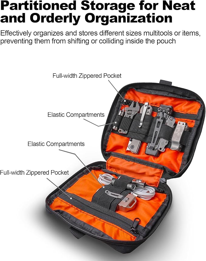 VIPERADE CHP3 Small Tactical MOLLE Admin Pouch Utility EDC Tool Bag Organizer with Elastic Cord Modular Pouch Attaches to Backpacks Vests Belts