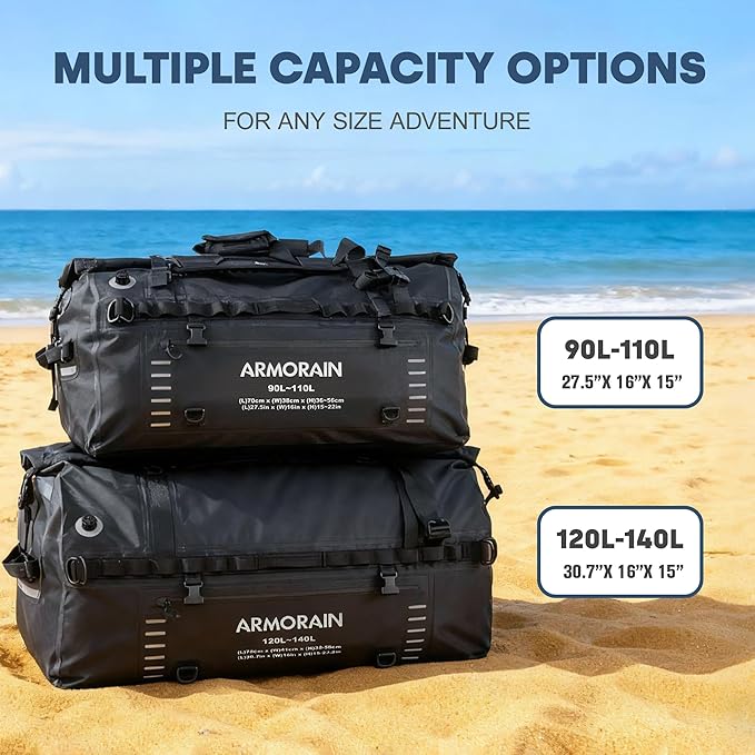 90L-110L large Capacity Airtight Waterproof Travel Dry BagEquipped with Durable Inflatable Shoulder Straps and Handles Suitable for Diving Equipment Motorcycles Rowing Kayaking Camping