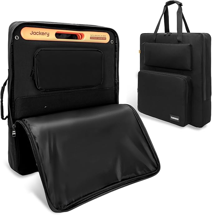 TORIBIO Solar Panel Travel Bag Padded Portable Solar Panel Storage Bag Compatible with Jackery SolarSaga 100W Water-resistant Protective Carrying Pocket Case for Outdoor Camping Travel