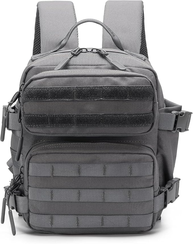 9L Mini Tactical Backpack Men Women Small Assault Rucksack Water-proof GYM Hiking Bug Out Bag with molle attachments (Gray)