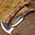 EdgeLandKnives® Hand Forged Tomahawk Throwing Axe and Bushcraft Knife Set Heavy Duty D2 Steel Tomahawk Throwing Axe and Bushcraft Knife Set with Leather Sheath Perfect Combo for Outdoorsmen (EL34)