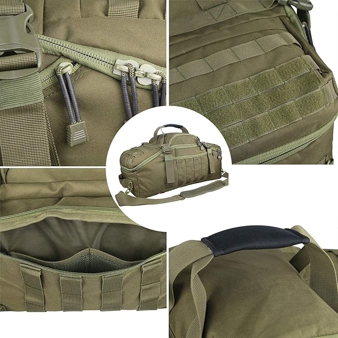 Miramrax Travel Duffle Bag Backpack for Men - Large Tactical Bags Weekender Gym Bag for Overnight Traveling Military Workout Deployment Sports (Green 80L)